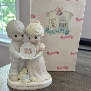 Precious Moments Cream and Gold Cake Topper